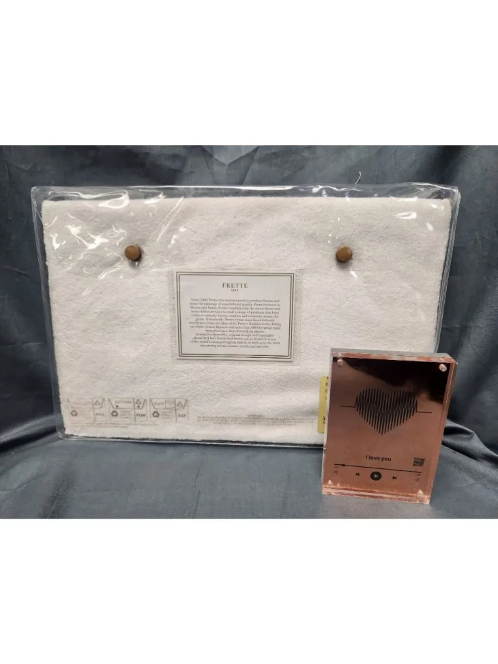 Frette Medallion Embroidery Hand Towel 24 in x 43 in Milk Black Cotton NEW!